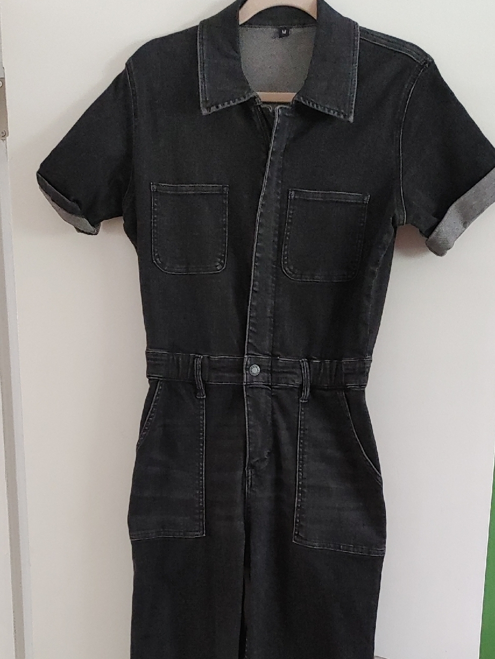 Judy Blue Black Denim Short-Sleeve Jumpsuit